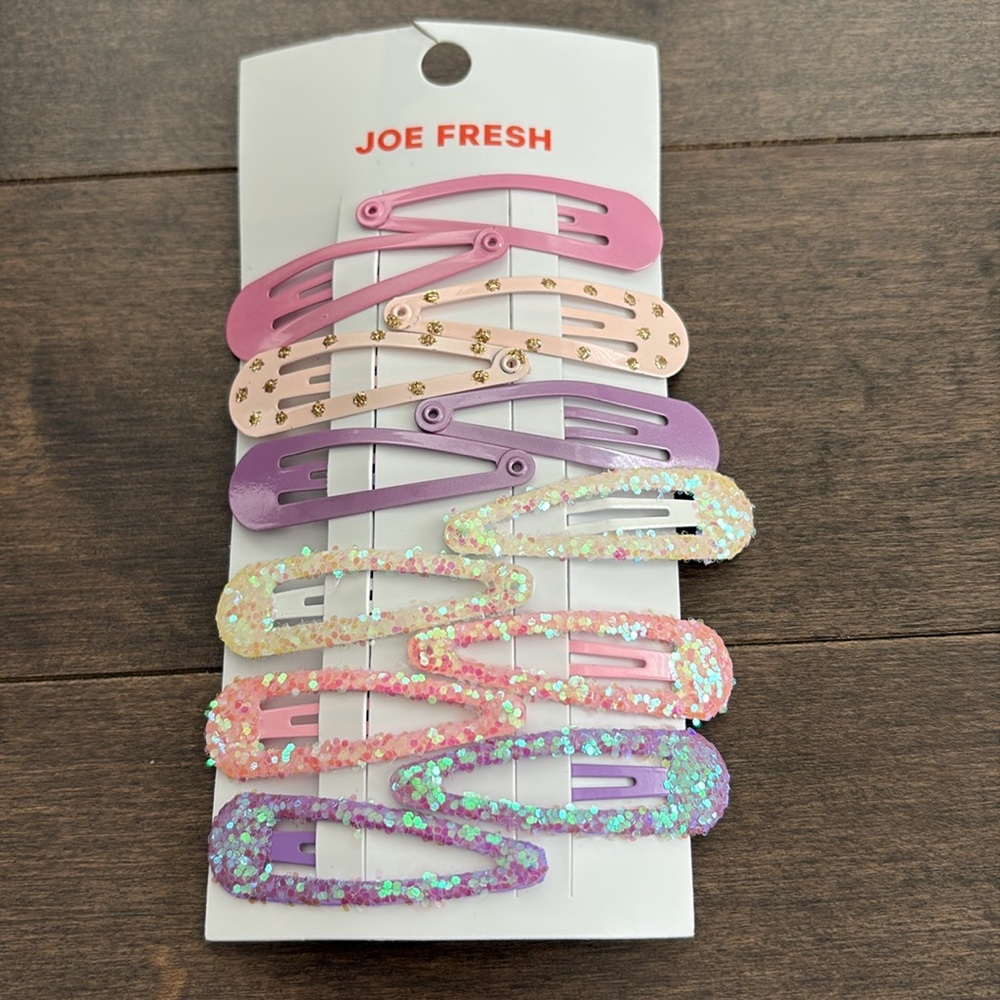 JOE FRESH Girl’s Glitter Hair Clips, Pink Purple Sparkle Children Kids Accessory